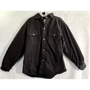 CRAFTSMAN Men Coat Hooded Heavy Zips Snaps Sz XL Black Outdoors Camping c-51